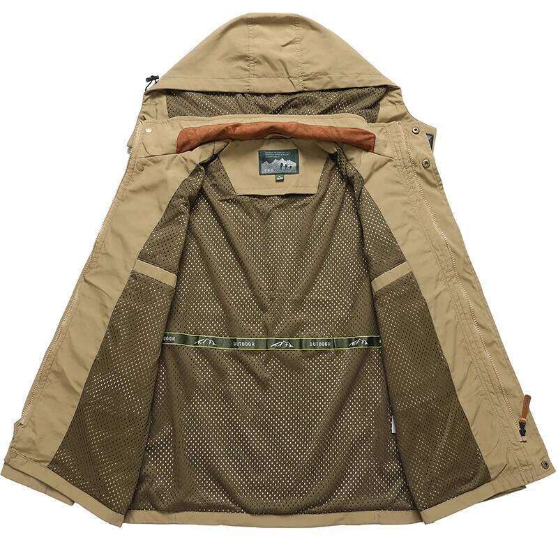 Spring Autumn New Windproof Casual Coat Detachable Hat Men Multi-Pocket Waterproof Military Jacket Male M-5Xl
