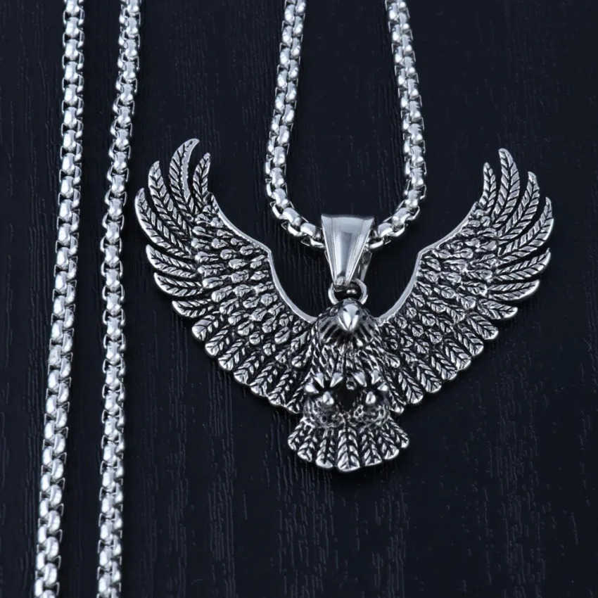 Flying Pendant Necklace Hip Hop Punk StainlESS Steel Chain Mens Jewelry Vintage RAPper Rock AccESSories Gift 2025 New U251022