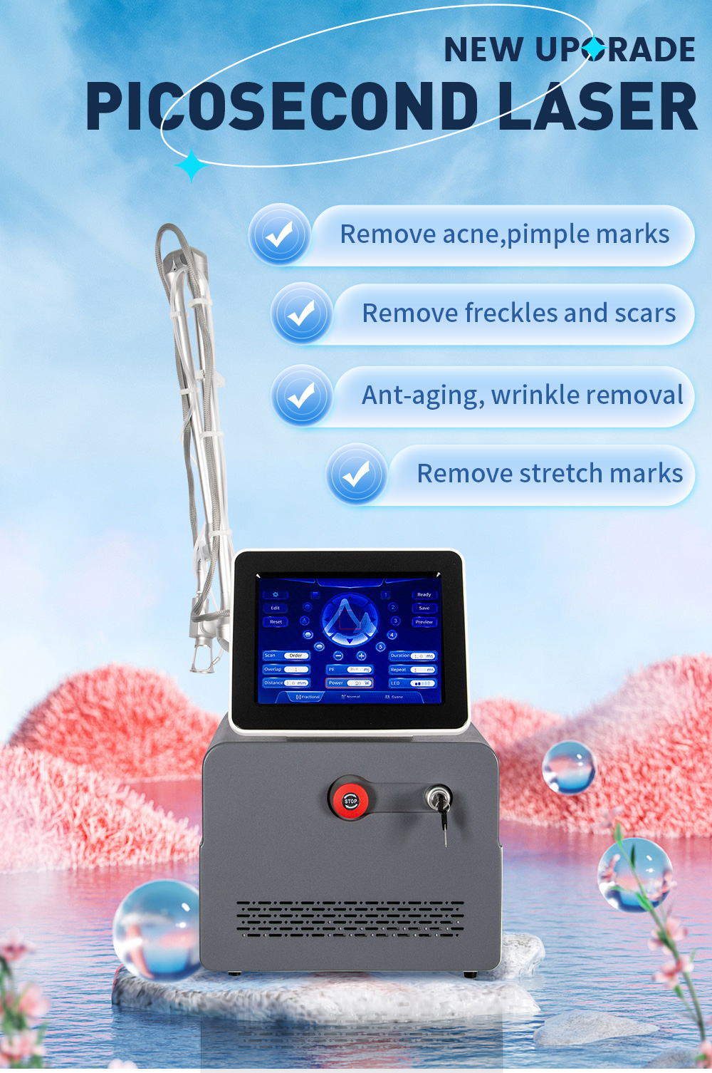 Fotona 4D CO2 Fractional Laser Machine 10600nm Professional Skin Resurfacing Acne Removal Anti-Aging Beauty Device for Face