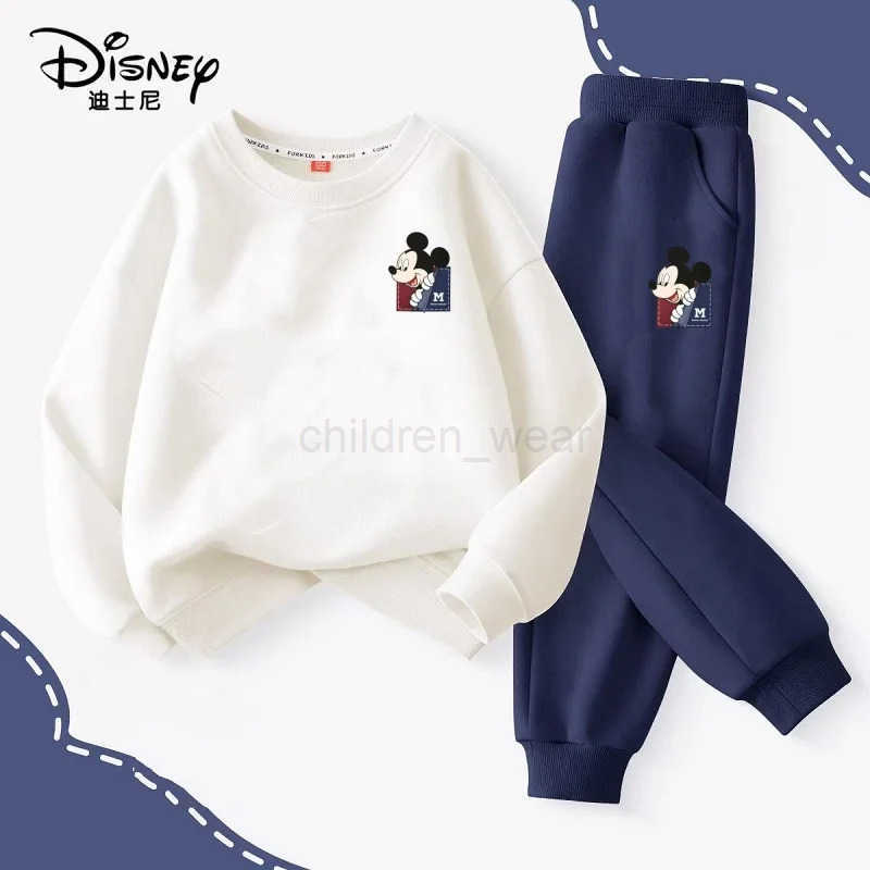 Disney Autumn Baby Girl Boy Clothes Set Children Mickey Printing Sweatshirt Top and Pants Bottom 2Pcs Suit Kid Cotton Tracksuit H2510221