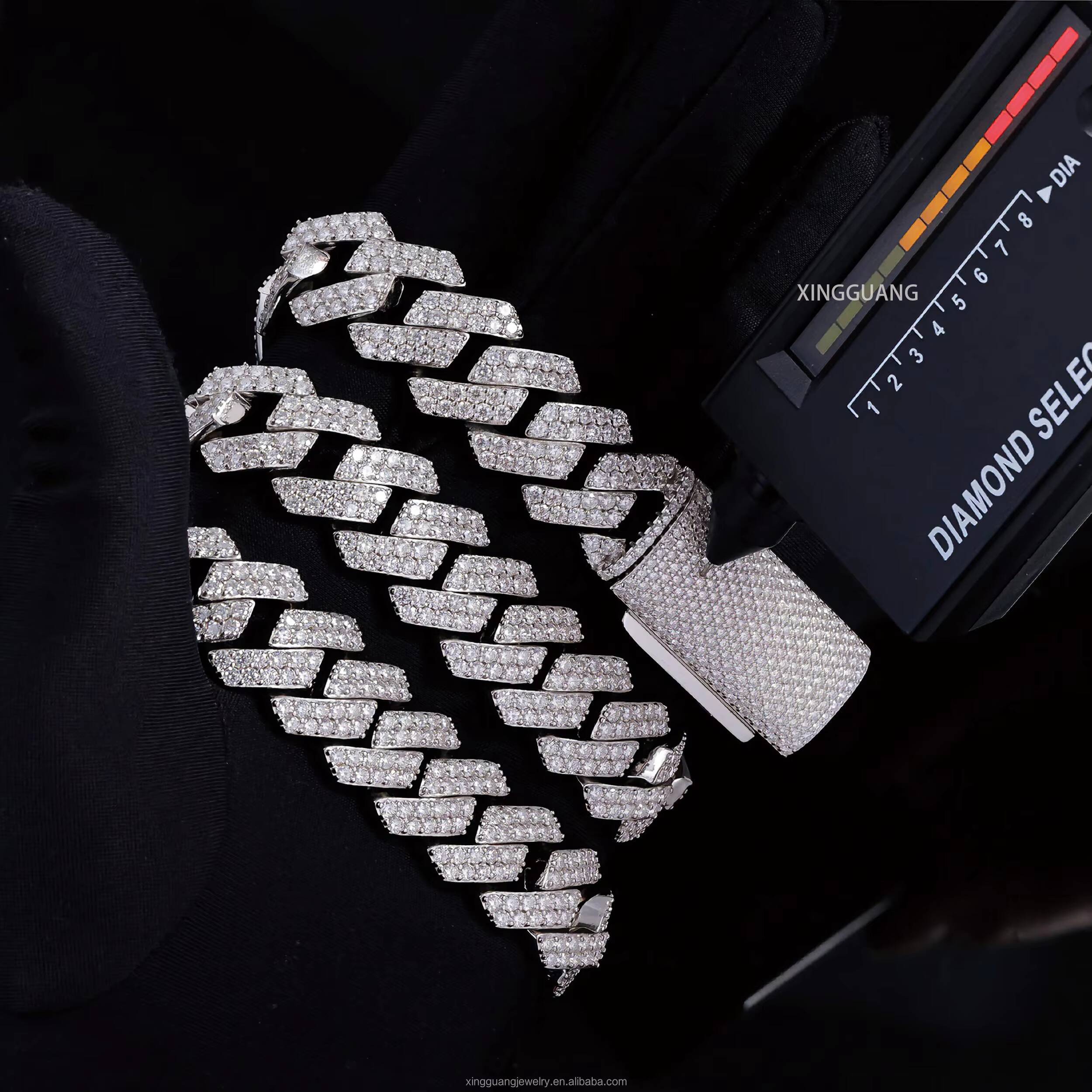 Hip Hop Jewelry 17mm Pass the Diamond Tester VVS Moissanite Men Necklace Bling Cuban Lidynamic Chain for Mens Women