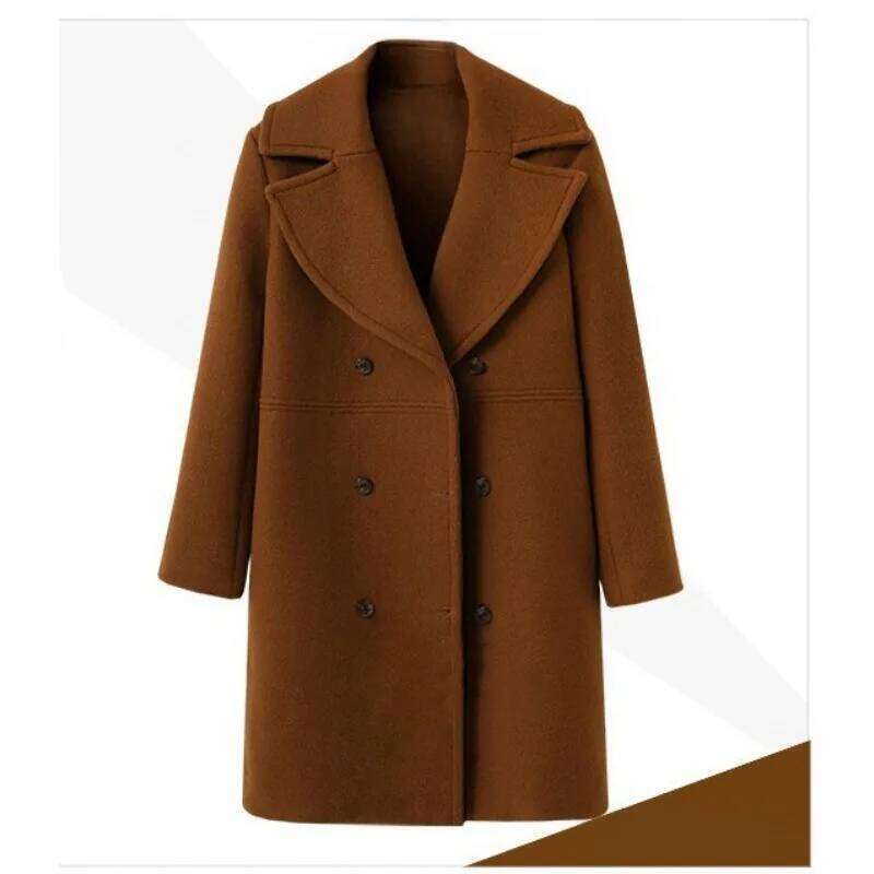 Elegant Coats Winter Fashion Comfortable Decent Plain Simple Lapel Double-breasted Street Daily Women's Clothes