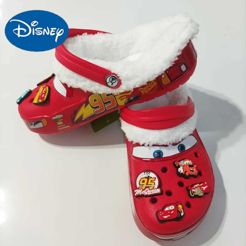 Disney 2025 New Winter Lightning Mcqueen Eva FleeceLined Punchy Shoes Warm Cotton Slippers MenS Plush Slippers Christmas Gift H251022