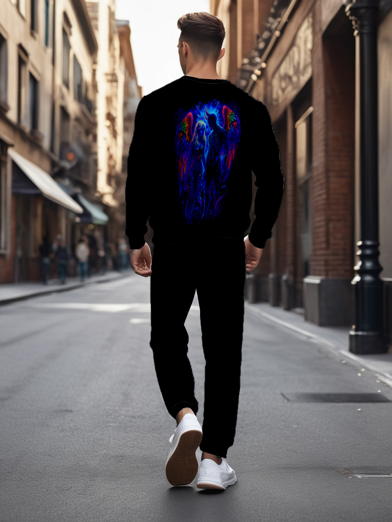 Men's Brown Knitted Cotton Blend Long Sleeve Round Neck Sweatshirt Ankle-Length Casual Comfortable Outdoor Wear T-Shirt - YLWY00181