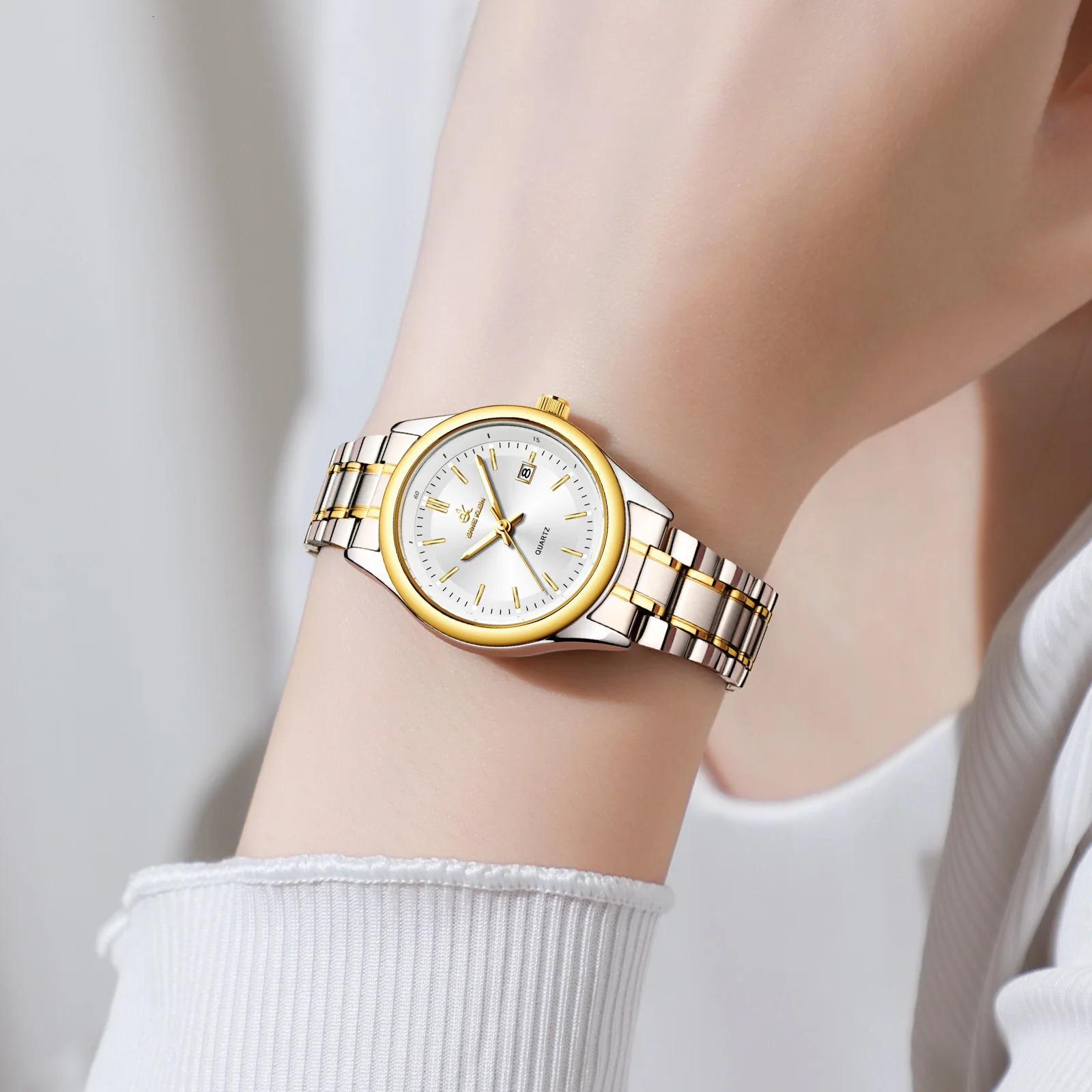 ERNIE KLEIN Womens Watch Gold Watch OriginalDate Week Stainless Steel Waterproof Luminous Elegant Dress Ladies Watches 251027