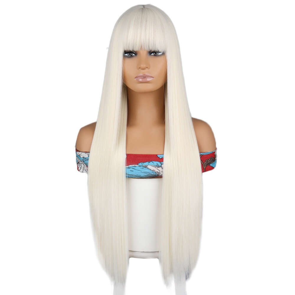 Fashion For Women 30Inch Light Blonde Bangs Long Straight Synthetic Wig