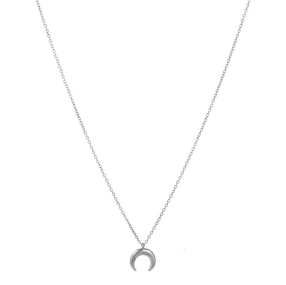 New Fashion Stainless Steel Thin Chain Moon Pendant Necklace For Woman Half Moon Horn Charms Necklace Jewelry V251022
