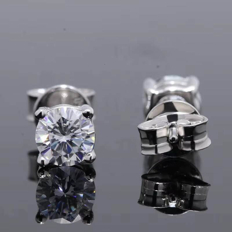 moissanite earrings 1ct2ct Big Carats Fashion Jewelry Earrings 2021 Sterling Silver 925 Earrings VVS White Round Cut Moissanite Earrings Stud