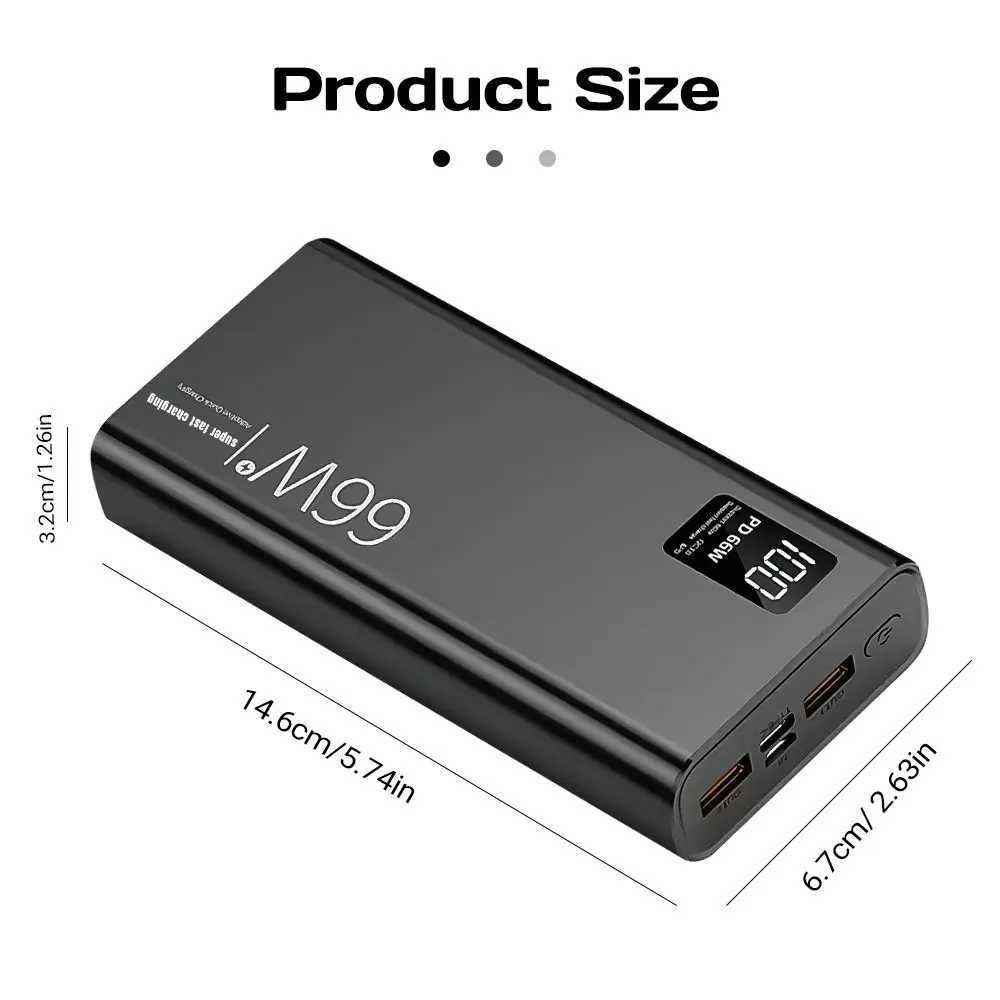 20000mAh Power Bank 66W Super Fast Charging For 20W Builtin 4 Cables Portable Digital Powerbank External Battery J251114