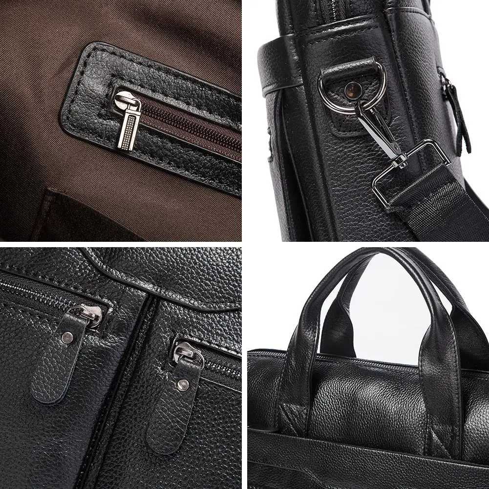 HUMERPAUL Mens Genuine Leather Briefcase Business Laptop Bag with Multiple Pockets Durable Handbag Shoulder Bags for Travel W251022