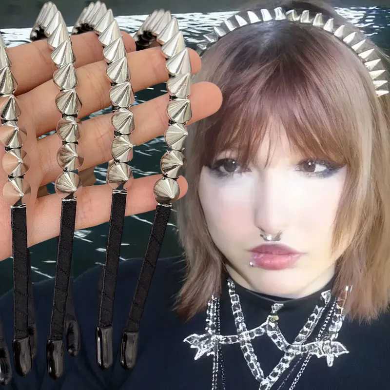Y2K Punk Rivet Rock Headband Spike HairbandBlack Rock Hair Hoop Headwear Gothic Hair Clip for Halloween Party Head Bands V251022