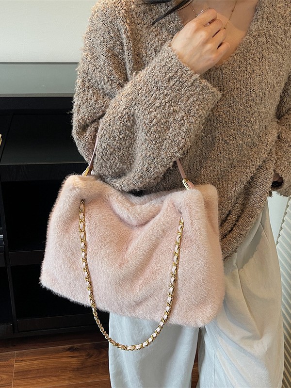 Maomaobao new Autumn and Winter Imitation Rabbit Fur Handbag Trendy Fashionable Versatile Chain Shoulder Crossbody Bag