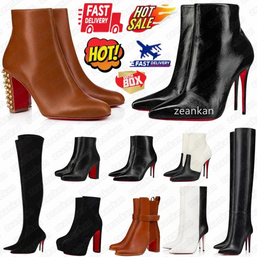 Designer Red bottomboot Boots Reds bottomshoes Boot Trendy Womens Women Short Booties Black Platform Leather Ankle Brown Beige white high knee long #7 H2TI#