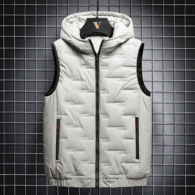 Down Cotton Vest Mens Early Spring Trend Detachable Hat Casual Fashion Versatile Sleeveless Jacket Lightweight Warm Camisole 251016