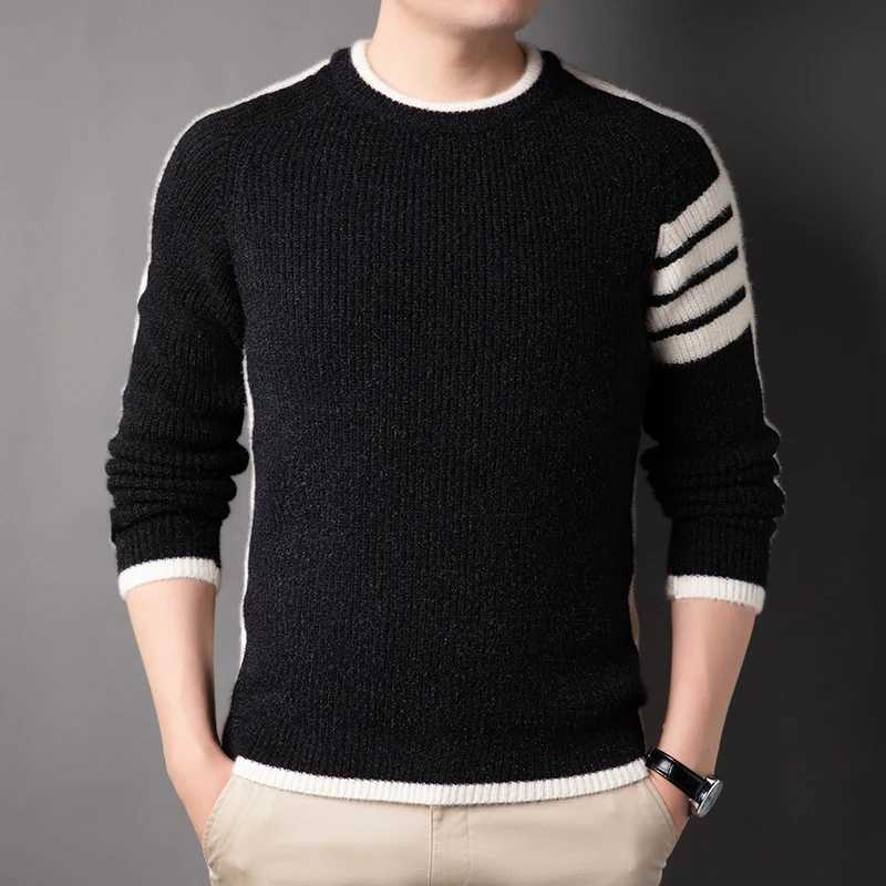 High EEnd Design Mens ONeck Pullover Knit Sweater Winter New Contrast Color Warm Sweater Comfortable Gentle Trend Menswear TopXJ251022