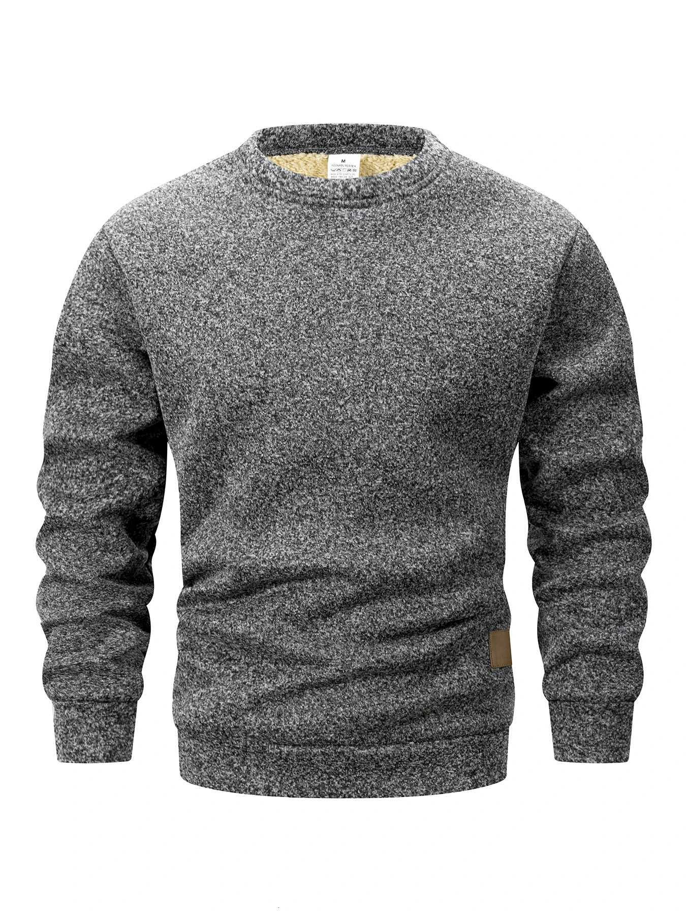 Mens Crew Neck Thicker Sweatshirts Winter Warm Pure Color Long Sleeve Pullover Outdoor Casual Daily Turtleneck Male SportswearXJ251022