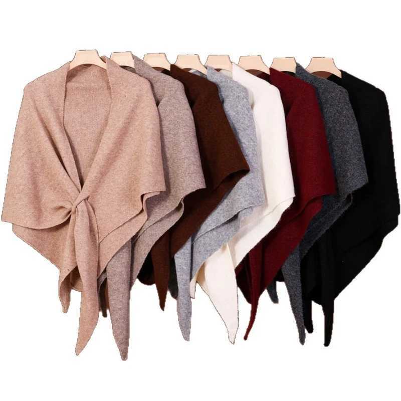 New Fashion Imitation Cashmere Women Scarves with Floral Pattern Solid Versatile Paired Wool Blend Knitted Triangle Shawl Female J251118