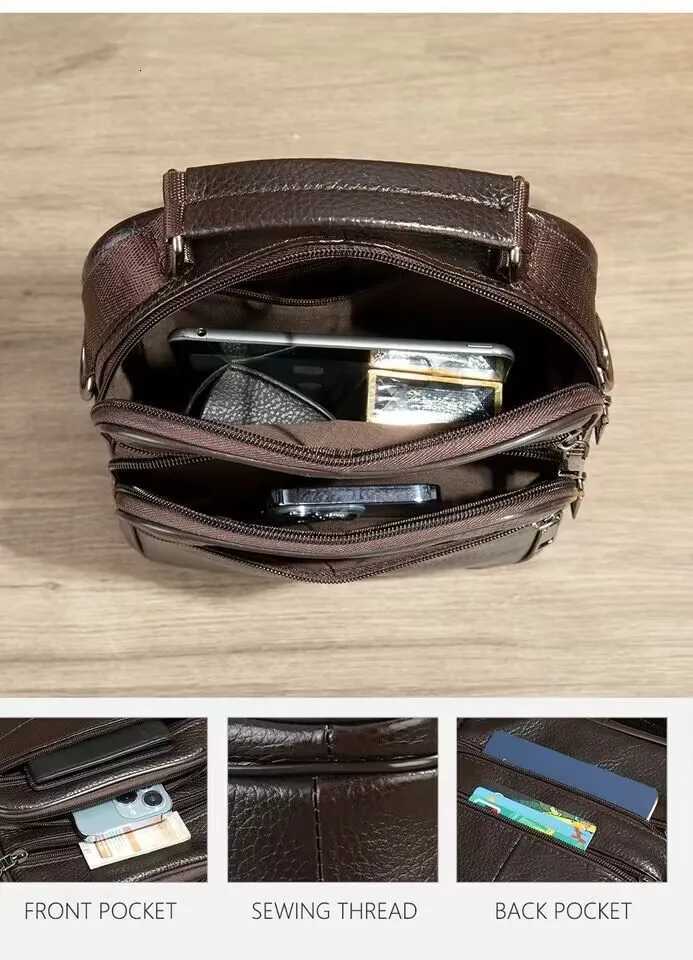 Black Mens Natural Leather Shoulder Bag Small Male Genuine Leather Handbag Easy Travel Crossbody Bag Quality Messenger Bag W251022