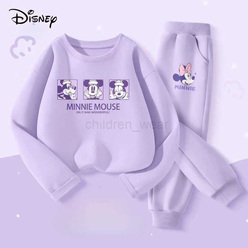 Disney Autumn Baby Girl Boy Clothes Set Children Minnie Printing Sweatshirt Top and Pants Bottom Two Piece Suit Kid Tracksuit H251022