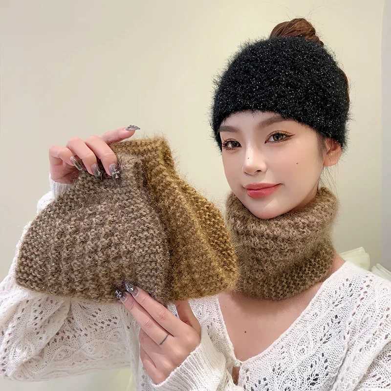Wool Knitted Warm Headbands Womens Autumn Winter Wide Edge Headscarf Ladies Solid Soft Outdoor Windproof Hair Band Neckerchief V251022