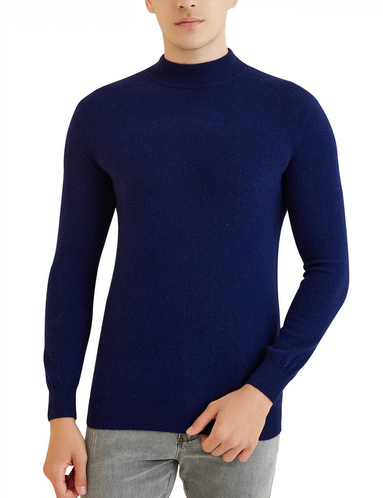 Sweater for Men 100 Merino Wool Knit Sweater Fall Winter Warm Long Sleeve Mock Neck Knit Pullovers Male Korean Luxury ClothingXJ251022