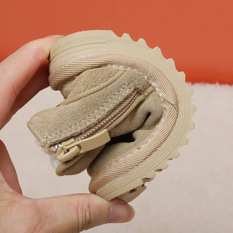 Winter Baby Snow Boots Leather Warm Plush Infant Shoes Zip Side Soft Sole Fashion Toddler Boys Girls 1525 251022