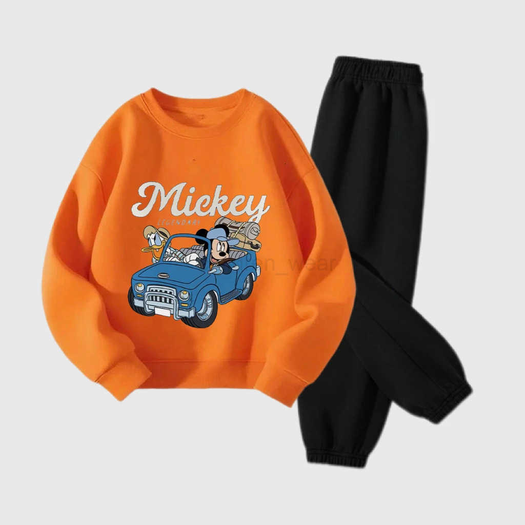 Disney Orange Sweatshirt Pants 2Piece Set Children Costume Cartoon Longsleeved Outfits Boys New Fashion Cute Tops Versatile Pants H251022