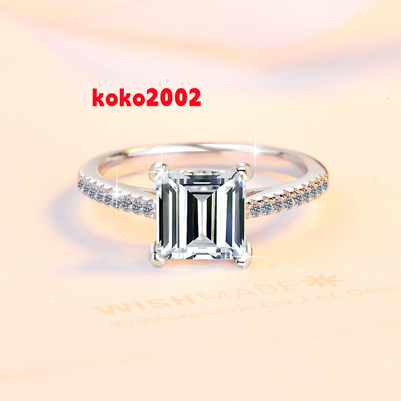 Fine Jewel Designer Luxury Love Engagement Emerald Wedding Party Gift S925 Sterling Silver VVS1 Moissanite Ring of Woman Ladies