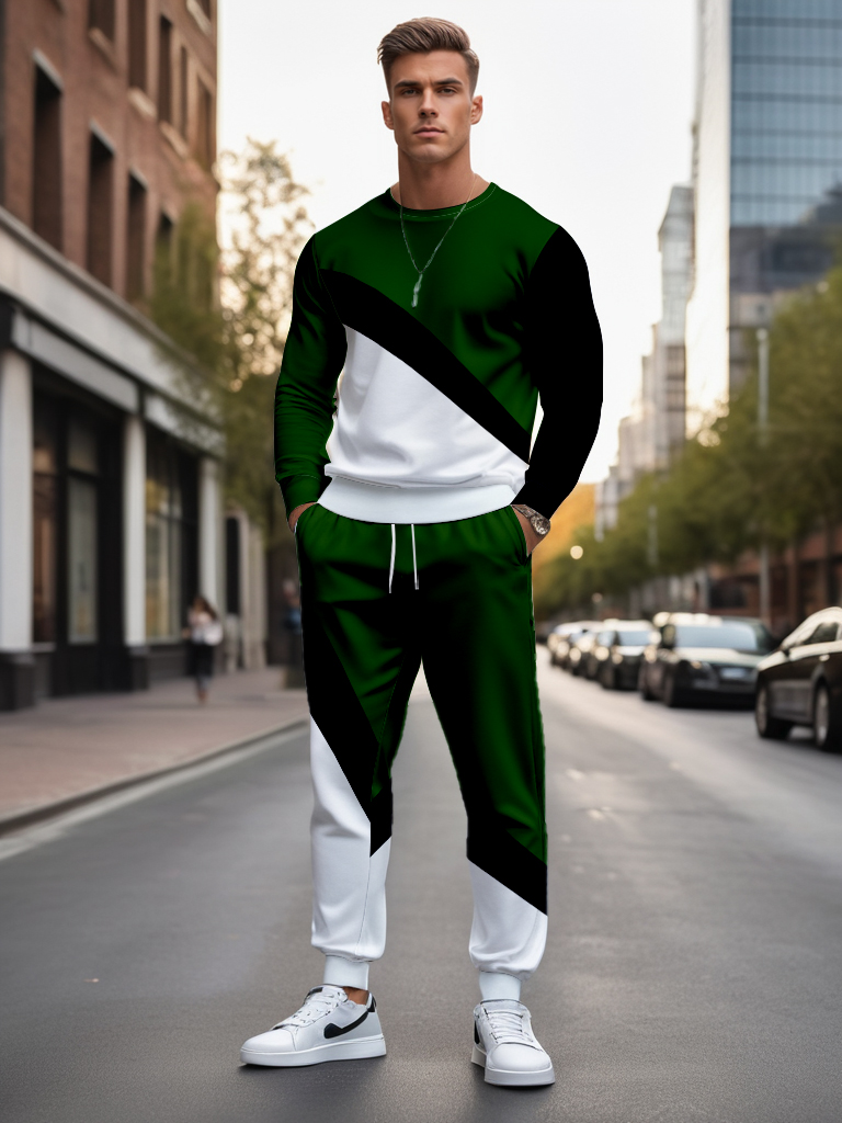 Men's Brown Knitted Cotton Blend Long Sleeve Round Neck Sweatshirt Ankle-Length Casual T-Shirt Comfortable Outdoor Wear - YLWY00151