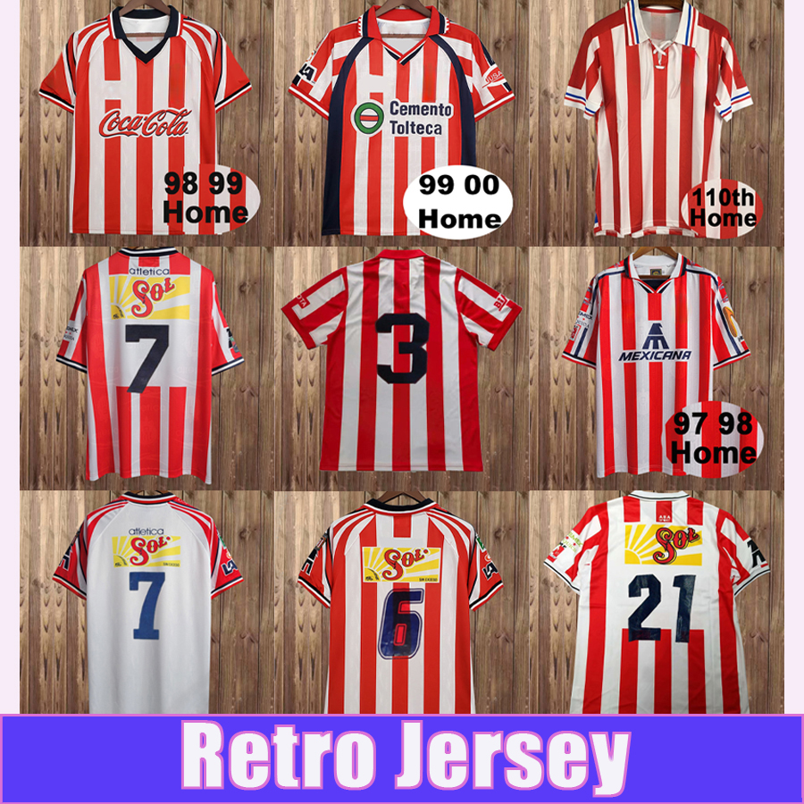 98 99 2000 chIVas Retro Mens Soccer Jersey L. GARCIA Home Red White Away 110th Centennial Edition Vintage Football Shirt Short Sleeve Uniforms