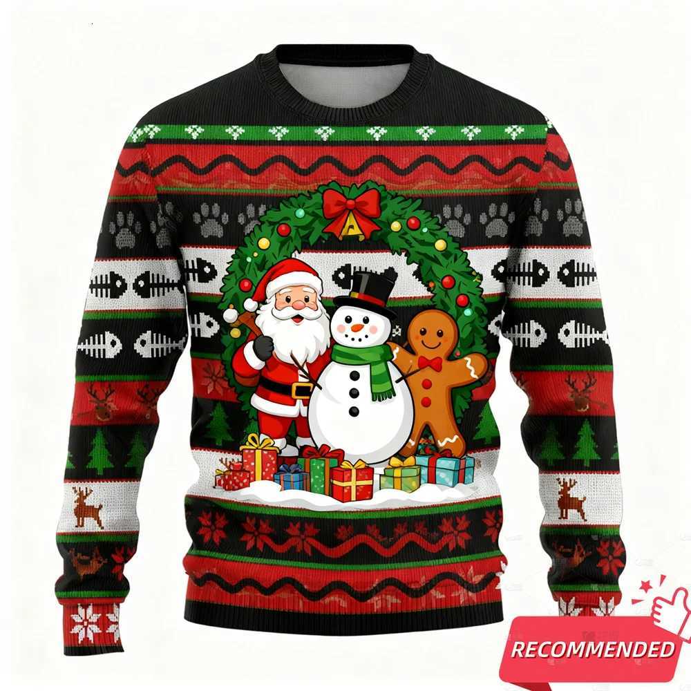 New Funny Snowman Graphic Ugly Christmas Sweater Fashion Gingerbread Man Sweatshirts For Women Clothes Xmas Boy Kids PulloversXJ251022