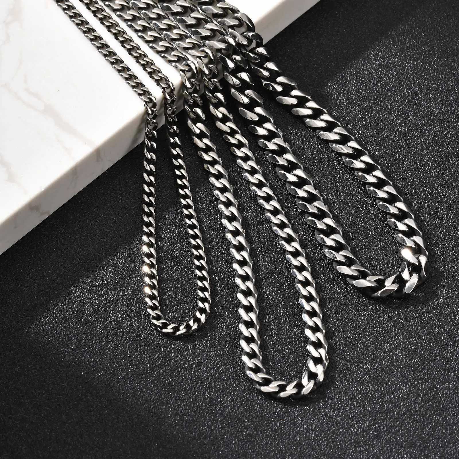 Vintage Chain Necklace for Men Boys357mm Retro Grey Stainless Steel CollarsRock Punk Antique Jewelry Gifts V251022