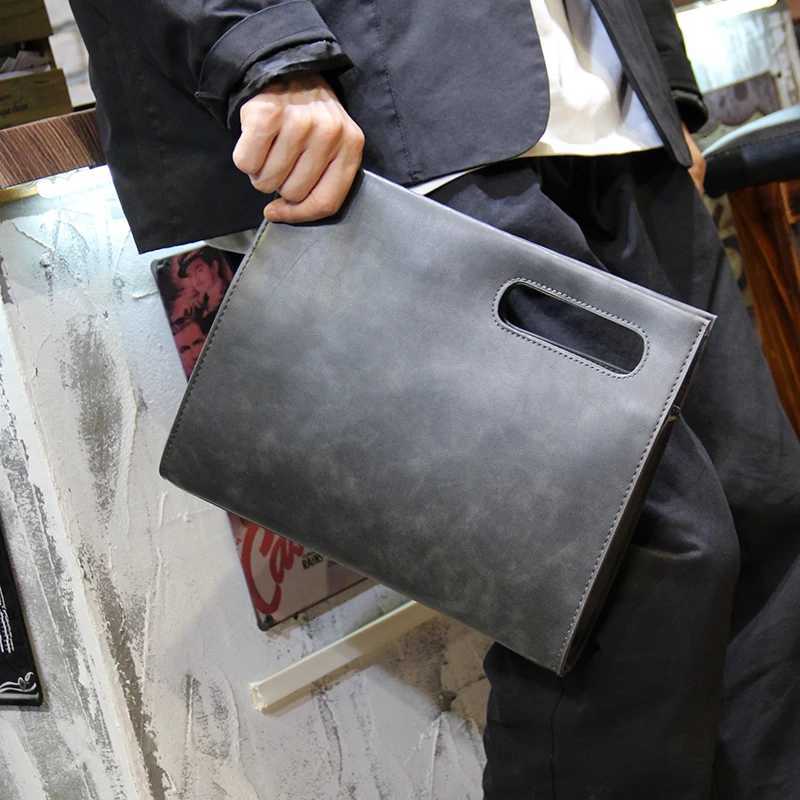 Xiaop Fashion Male High Quality Pu Leather Retro Handbag New Design Single Shoulder Bag Gray Small Bag Small Briefcase Handbag W251022