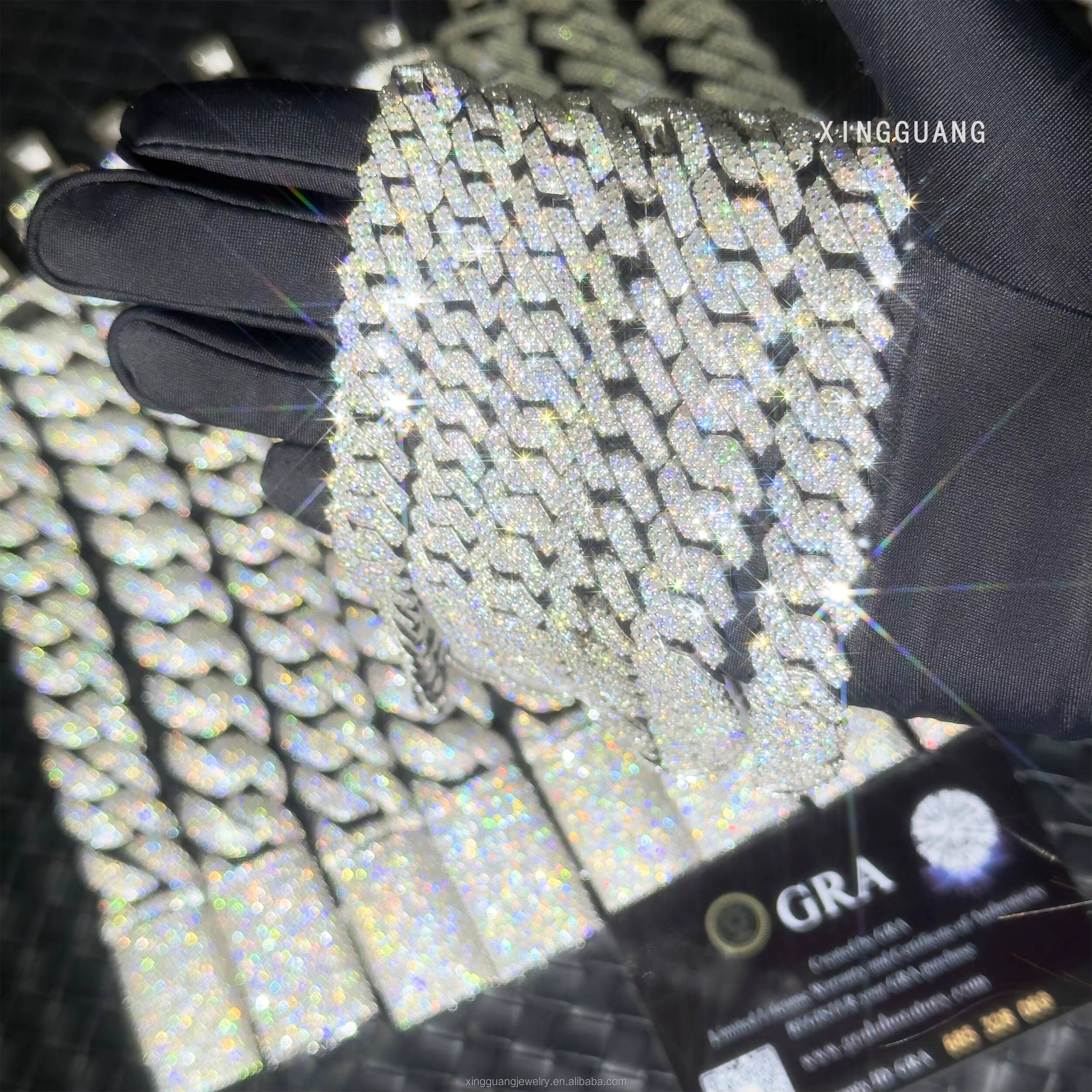 RTS Hot Sale VVS Moissanite Bracelets 925 Sterling Silver Iced Out Diamond Cuban Chain Bracelet Fine Jewelry Bracelets Bangles