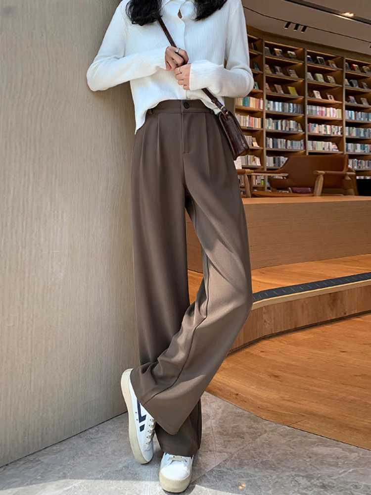 Women Wide Leg Pants Spring Autumn Casual Straight OL Style Loose Suits Pant Female Solid Size S4XL Long TrousersT251022