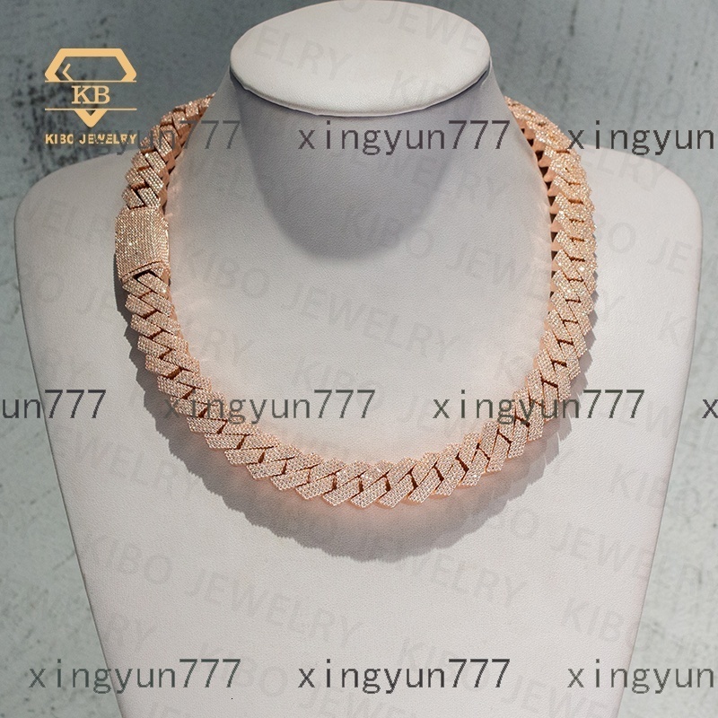 Iced Out Custom Cuban Link Chain Sterling Silver 925 Moissanite Diamond Cuban Chain Custom Moissanite Cuban Necklace Chain