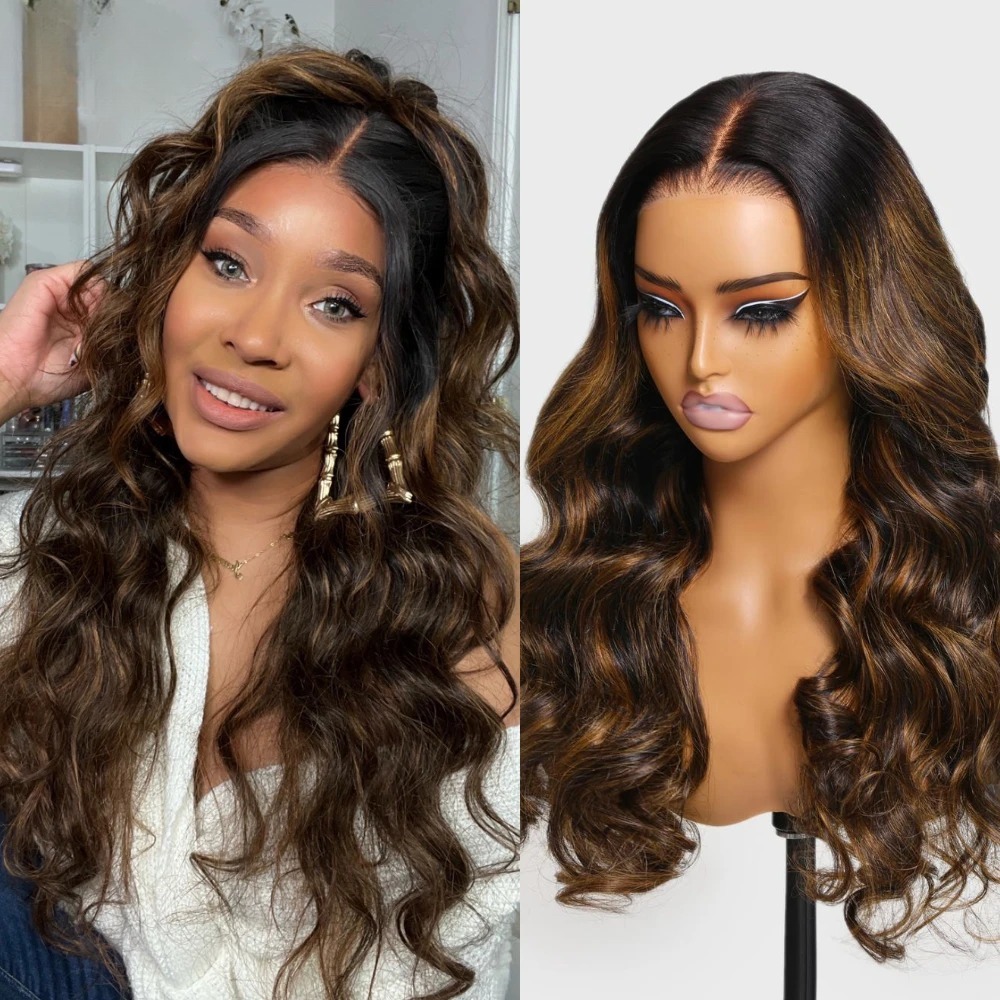 Highlight Ombre Blonde Body Wave Human Hair Wig 13x6 HD Lace Frontal Wig Glueless 13x4 Preplucked Brazilian Hair Party Daily Ready To Wear On Sale