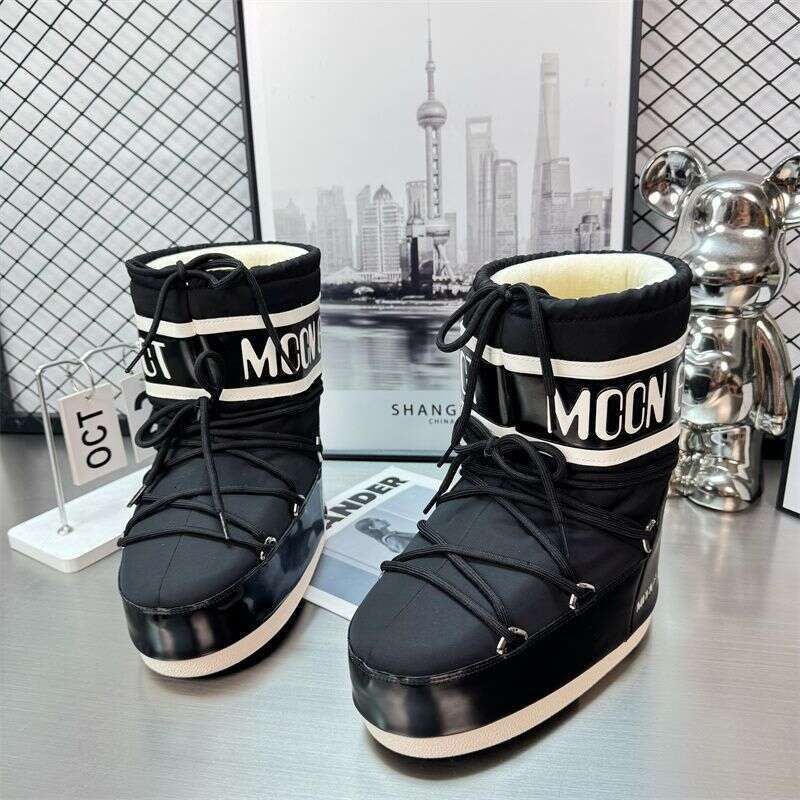 Thick-Soled Height-Increasing Waterproof Ski Moon Mid-Calf 2025 Winter New Snow Boots For Women