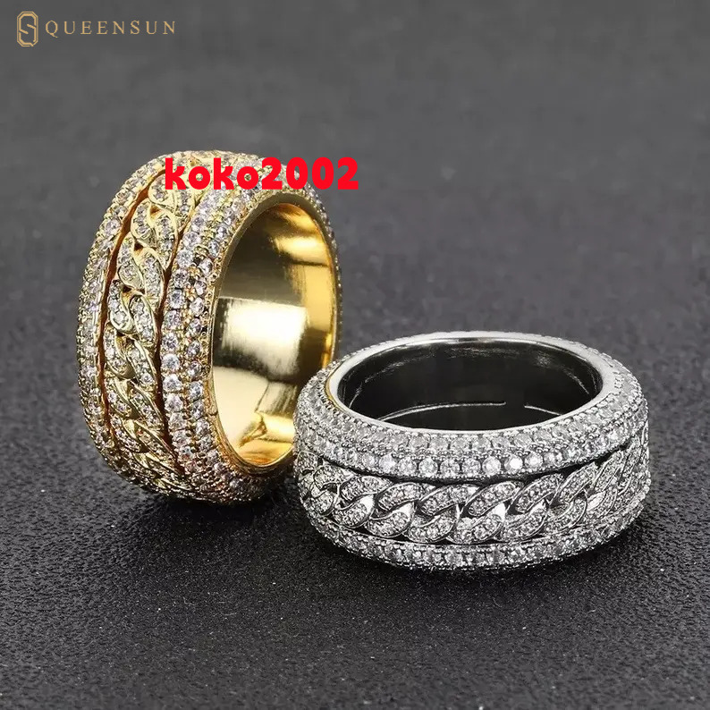 Queensun Hip Hop Champion Ring VVS S925 10K 18K Silver Moissanite Diamond Inlay Close Inlay Jewelry