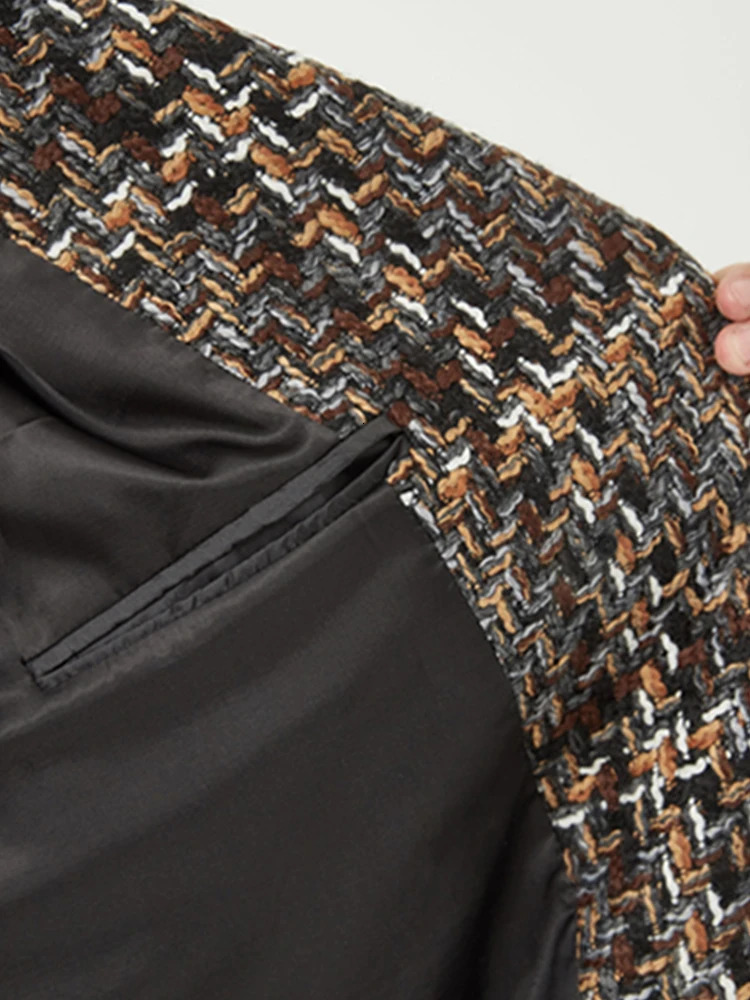 Mauroicardi Autumn Winter Loose Colorful Stylish Warm Tweed Woolen Coat Men Double Breasted Cool Clothes 251017