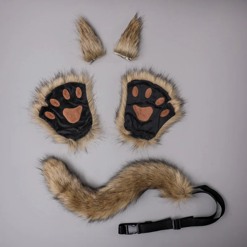 Wolf Paw Gloves Faux Fur Fingerless Mittens Winter Warm Cat Claw Glove Cosplay Accessories Halloween Fancy Party Props 251021