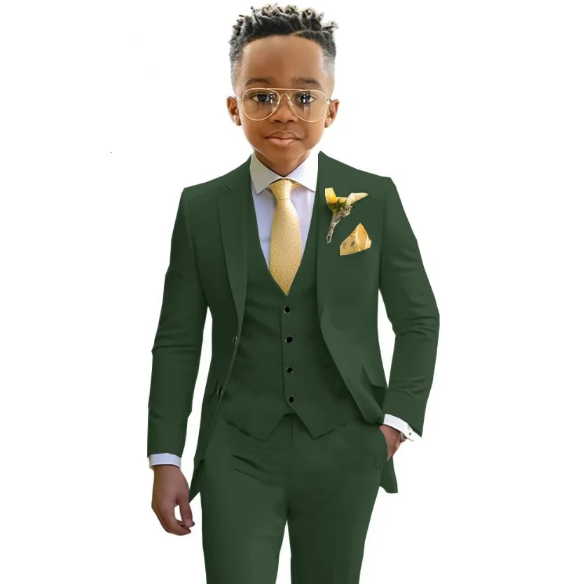 Boys Suit Mint Green Casual Blazer Slim Fit Young Clothes 3 Piece Set Kids Jacket Pant Vest Slim Fit Custom Wedding Tuxedo i251021
