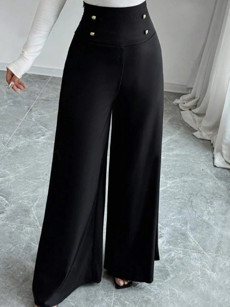 Womens Fashionable and Elegant Solid Color WideLeg Pants for Spring and Autumn High Waisted Pants 251022