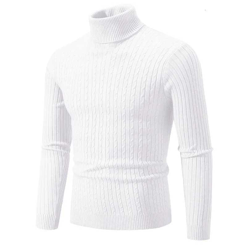 Autumn Mens High Neck Sweater Solid Color Knitted Pullover Warm Turtleneck Sweaters Woolen Mens Winter Thick Heavyweight TopsXJ251022