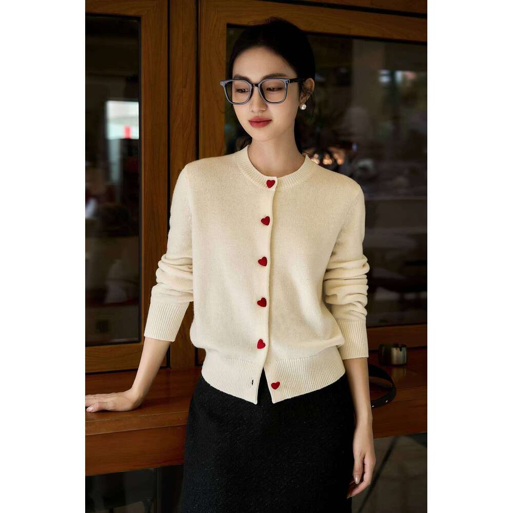 Love At First Sight, Homemade Italian Craft Organic Wool Cashmere Sweater Soft Knit Cardigan 251022