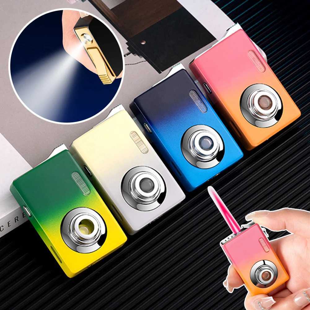 TorchLighters Refillable Butane TorchLighter Personzed Camera Shape Mens Lighter with Led for Cigars Candle C251022