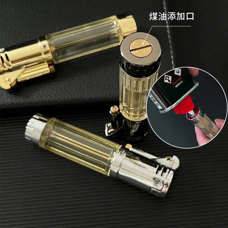 Personzed creativity large capacity transparent grinding wheel transparent lighter C251022