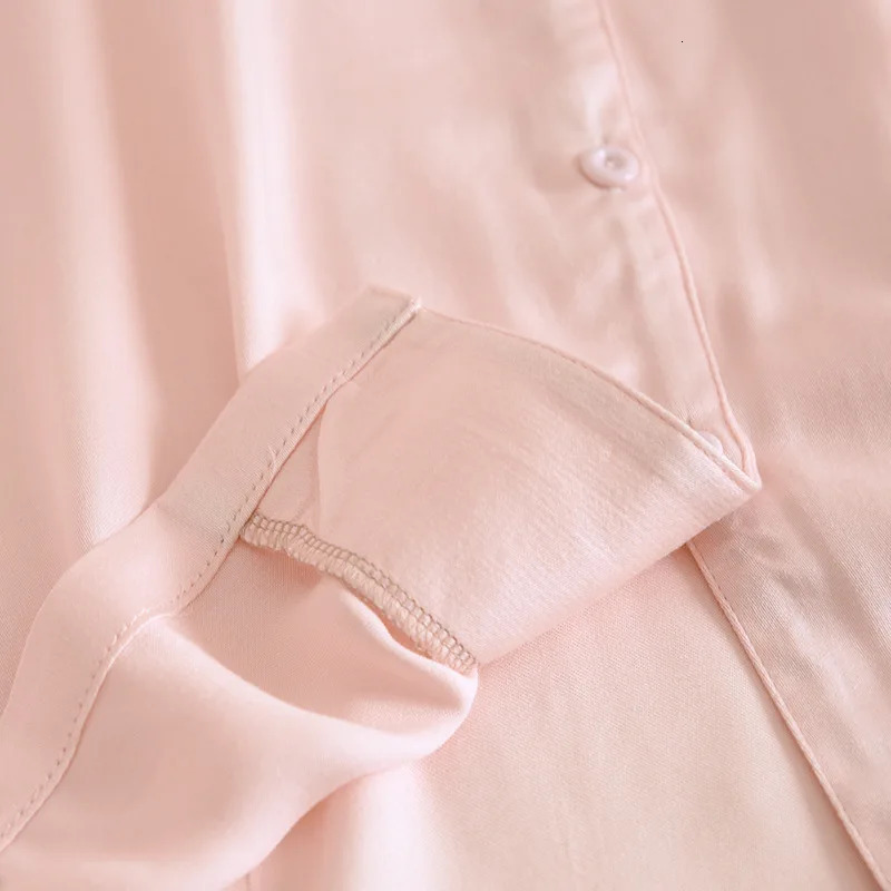 Solid Color Cotton Viscose Conjuntos De Pijama Womens Spring and Summer Thin Home Clothing Long Sleeved Pants Sleepwear Set 251022