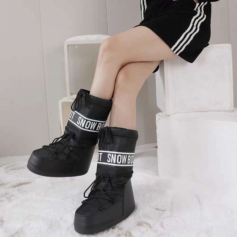2025 Same Style Moon Ugly Cute Winter Skiing Round Toe High Tube Anti-Slip Snow Fashion Lightweight Thickened Space Boots