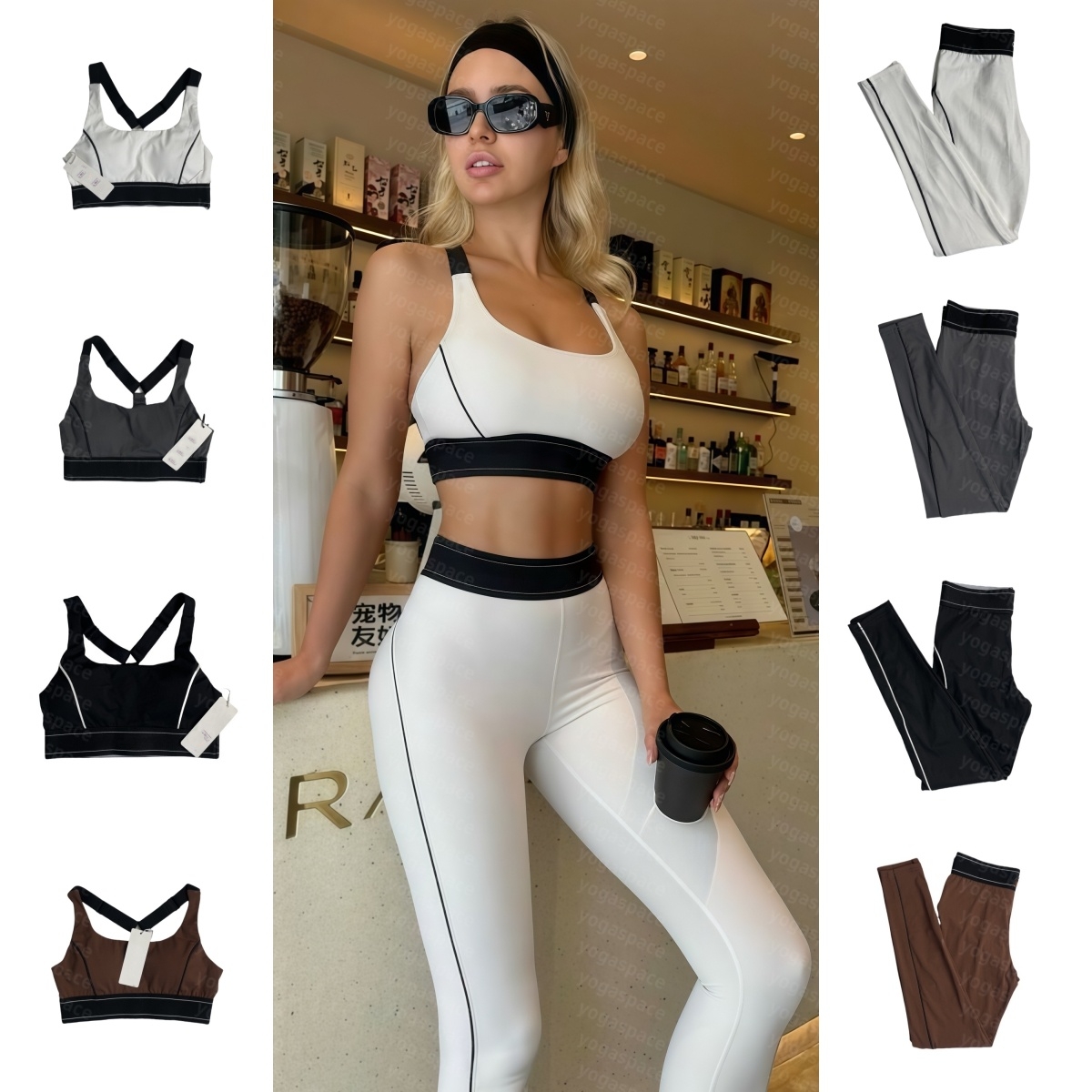 2025 5A New Yoga Sports Bras Pants Up Bra Adjustable Straps Medium Support High-rise Leggings Sweatpants aloliness women clothes Suit
